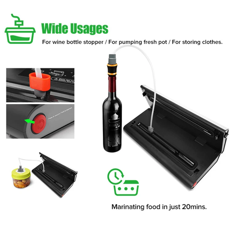 VS6601M DC/AC Compatible High Speed Continuous Sealing Compact Vacuum Sealer Machine with Digital Scale