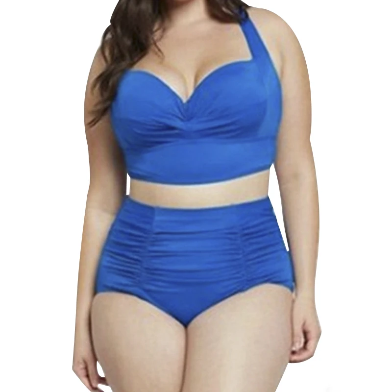 Pus size women swimsuit Two piece beach wear swimming suit 5XL Crossed back high waist women swimming underwear