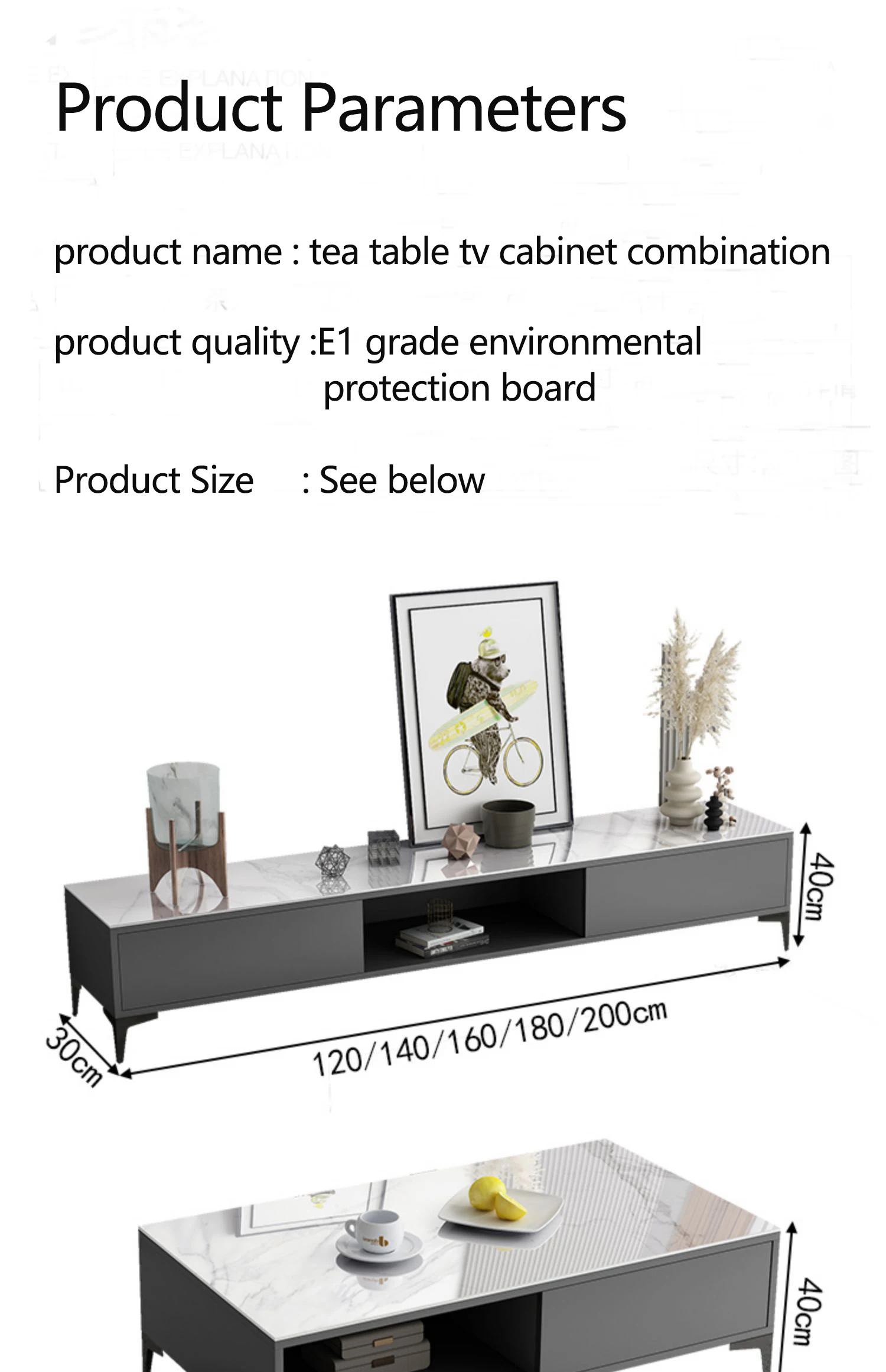 Latest Design Wooden Mdf Modern Furniture Cabinet Living Room Tv Stands And Coffee Table Set JY-C2105