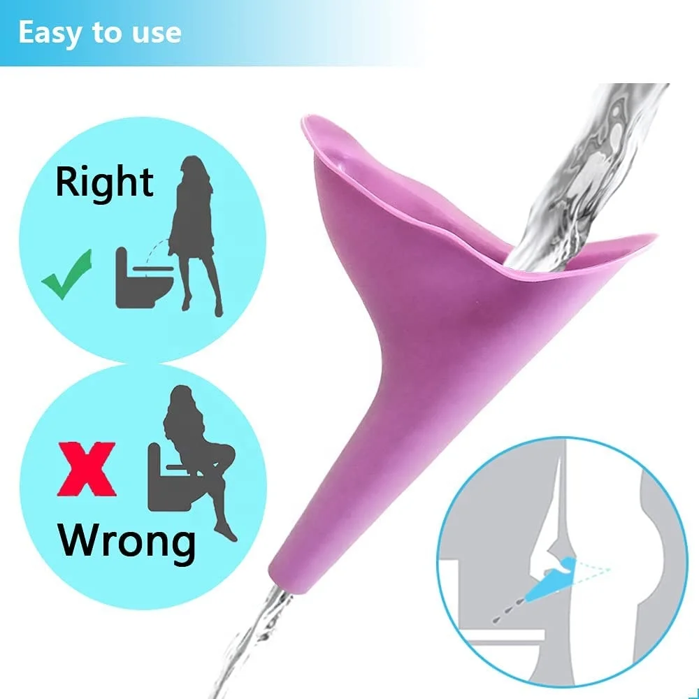 Travel Portable Bathroom Reusable Silicone Lady Women Female Urination Device Funnel Urinal Cup for Women Standing Up to Pee