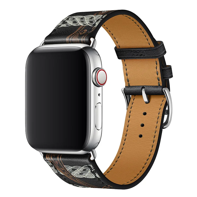 Ремешок из 2022 натуральной кожи и искусственной для Apple Watch новейший Двухслойный Кожаный ремешок 44 мм ремешки часов 20
