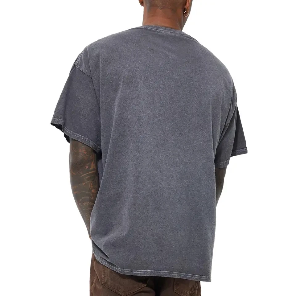 Men Street Wear 100% Cotton T Shirt Xxxxxxl Custom 220 Gsm Vintage Acid Wash T Shirt Heavy Weight Oversized Blank T Shirts