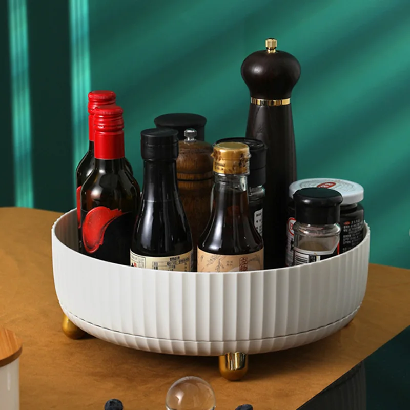 Lazy Susan Turntable Organizer 12 Inches Plastic Rotating Condiment Organizers Makeup Perfume Bath and Body Works Organizer