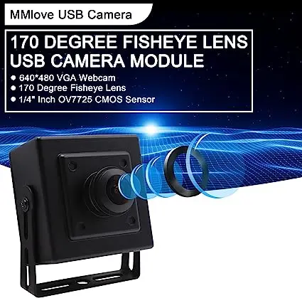 Box USB Camera Aluminum Mini Case Webcam 170 Degree Fisheye Wide Angle Lens with 640x480 Pixel VGA Webcam