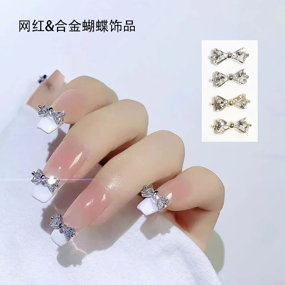 3D nail parts zircon material gold silver Luxury Design brand logo nail art rhinestone charms 3d nail art