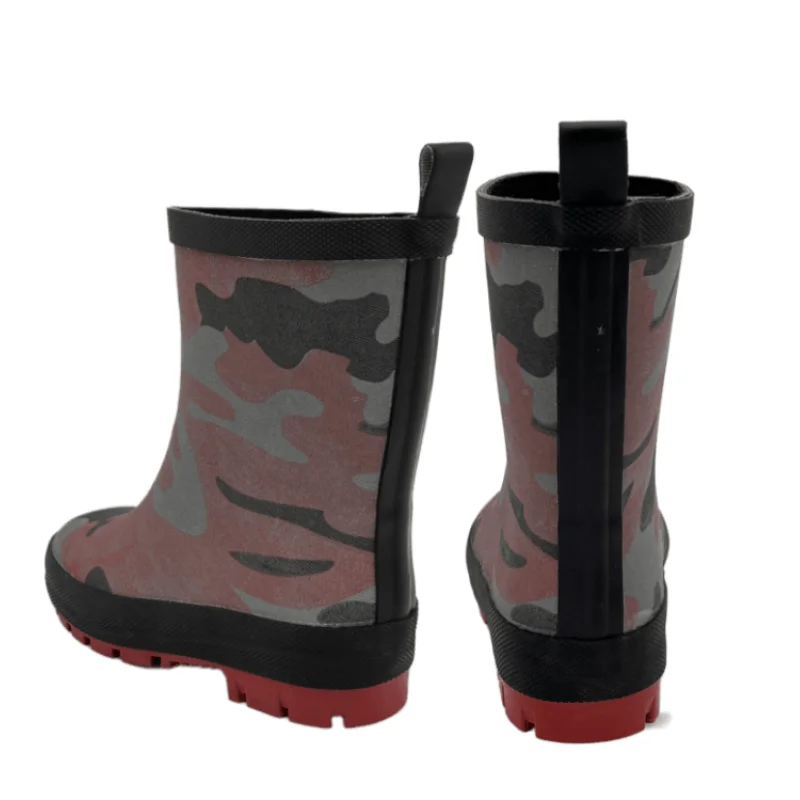 OEM Logo Child Fashion Waterproof Wellington Camouflage Gum Boots Toddler Rubber Rain Boots Unisex