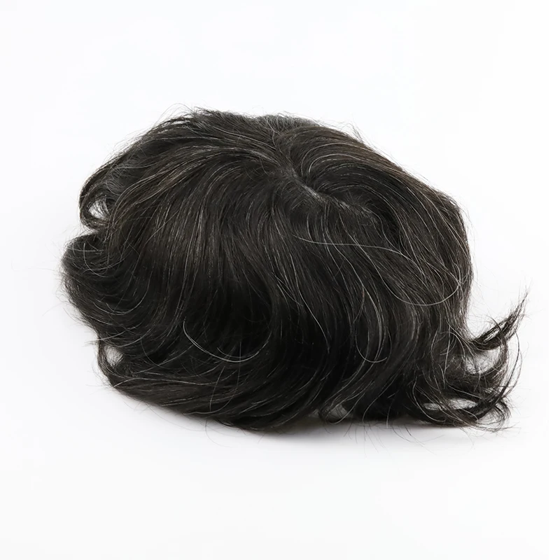 0406 V-loop man toupee Indian hair thin skin full PU medium density