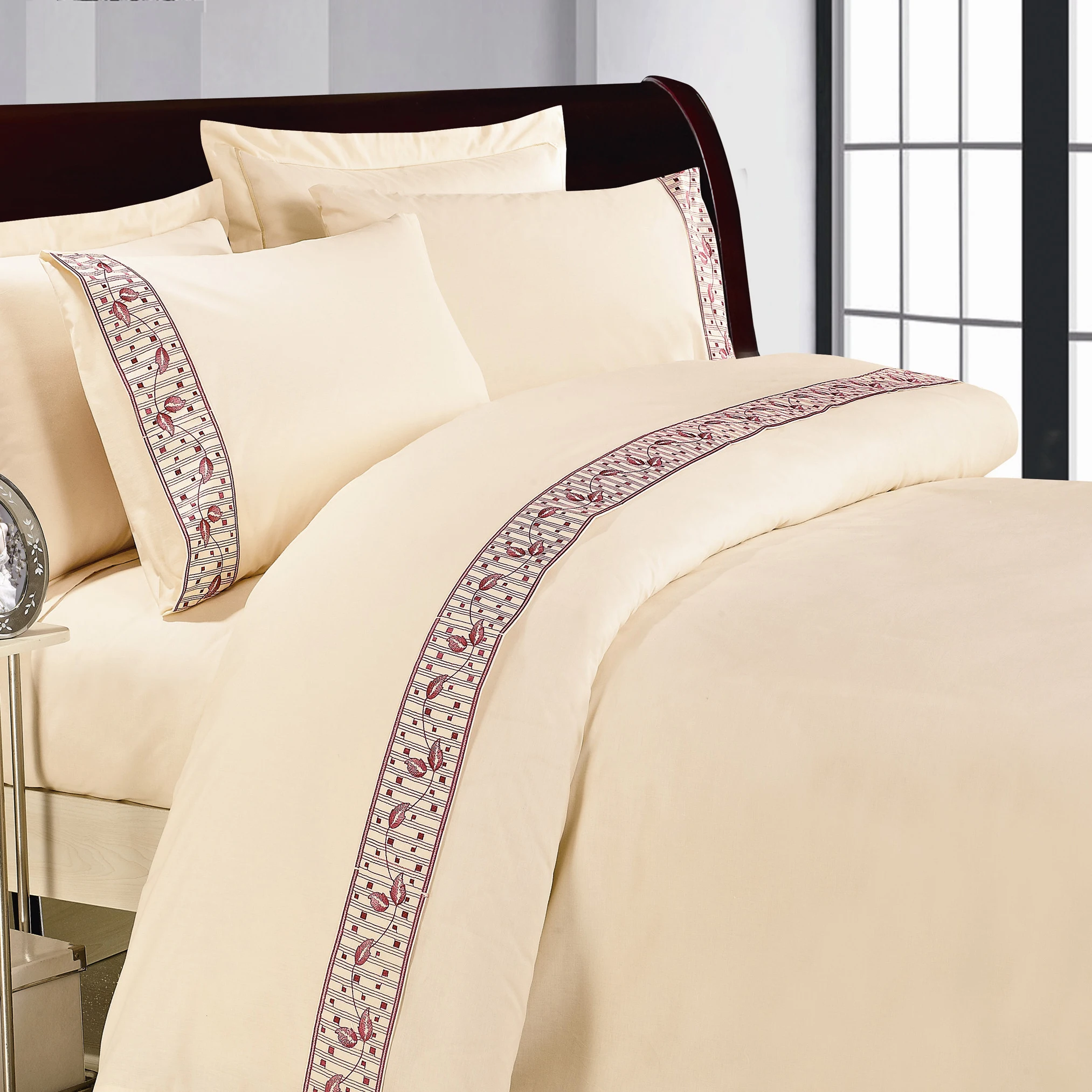 KOSMOS embroidery lace hem best selling beautiful bed fitted sheet set