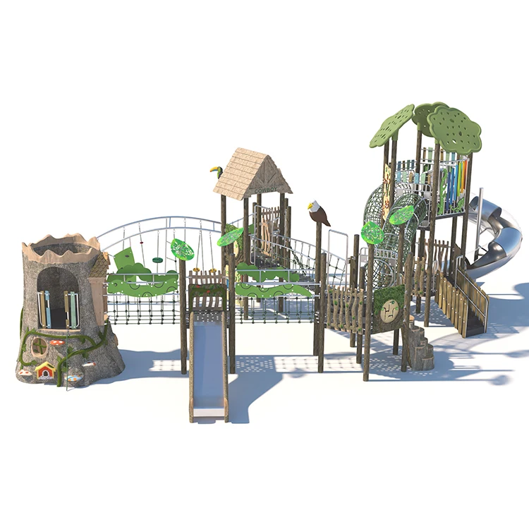custom outdoor amusement park kids climbing swing sets playground outdoor kids wooden swing set