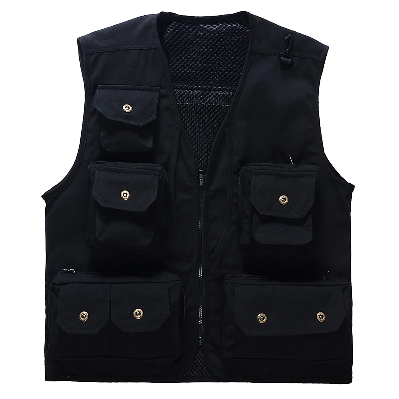 
Multi pocket utility custom design zipper vests outdoor activities fishing journalist photography vests 