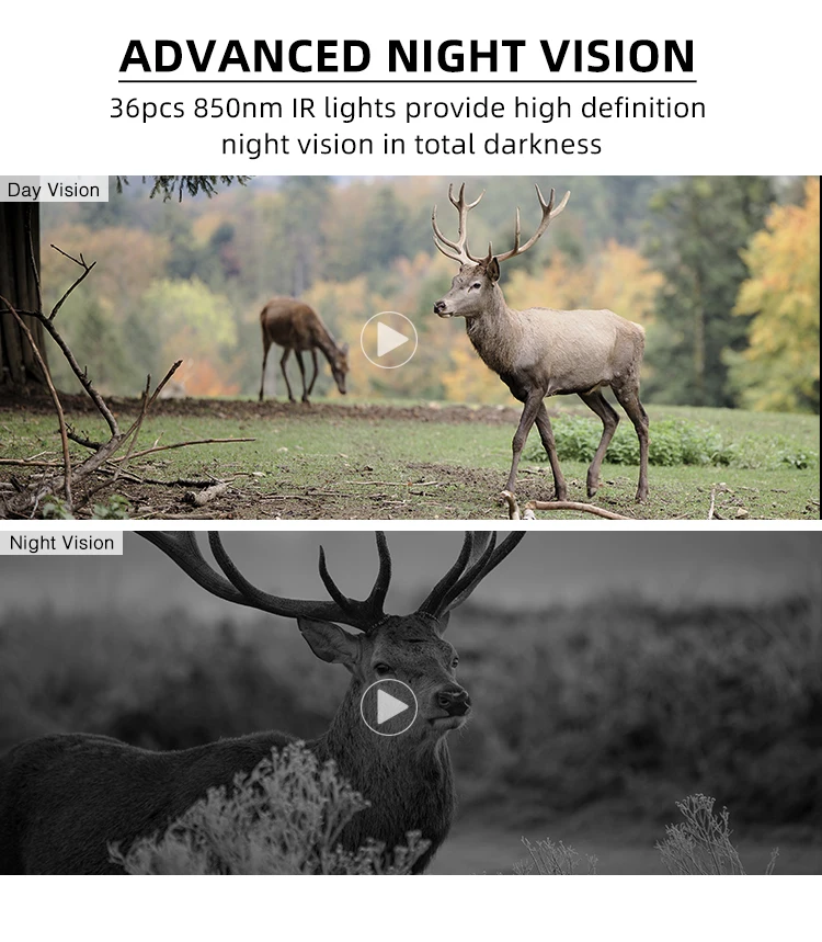 Powerful outdoor waterproof IP66 long range wildlife bluetooth app solar powered 4k hunting trail camera with app