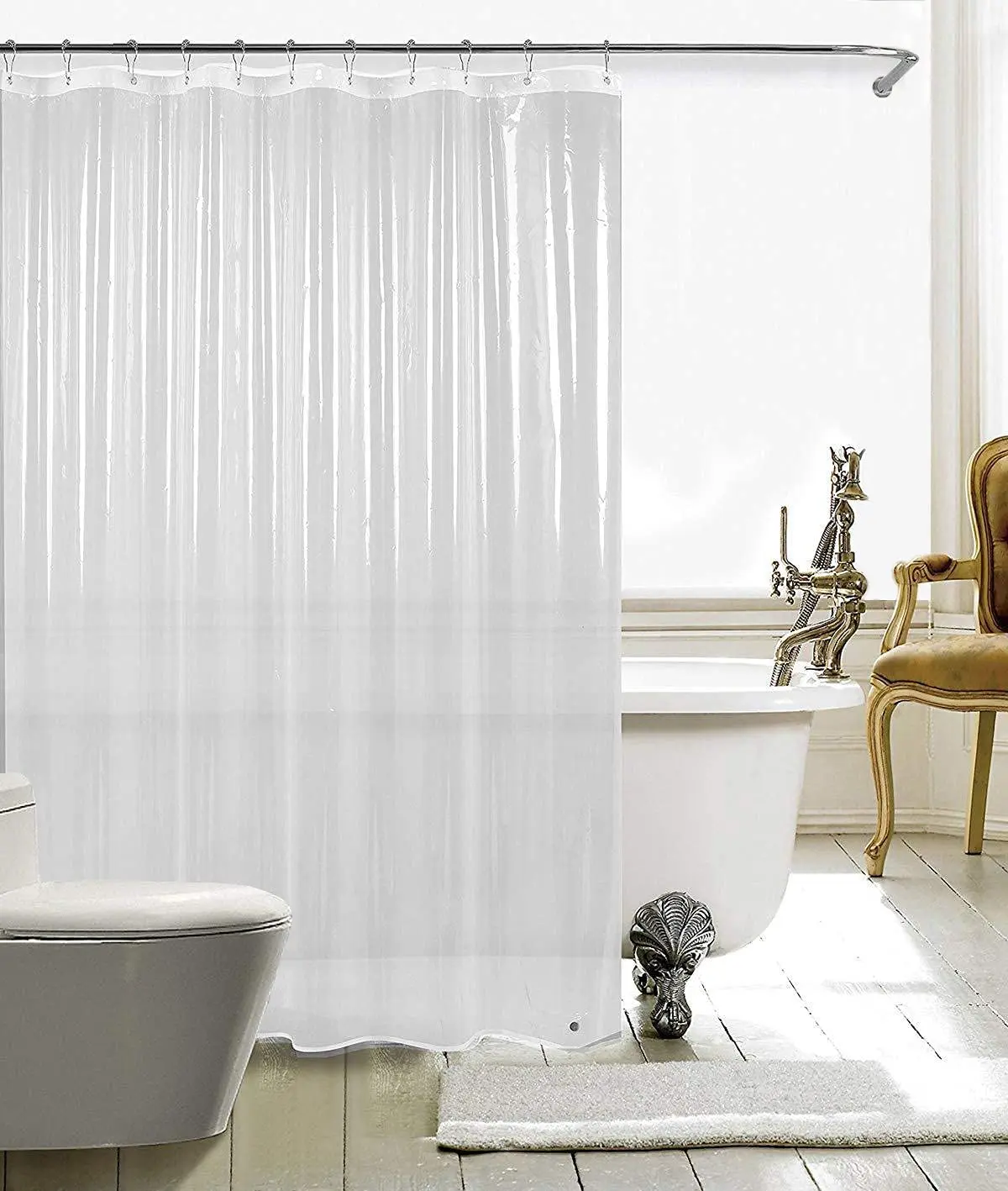 Lightweight Waterproof Shower Curtains for Bathroom with Magnets and Rustproof Grommets Clear Shower Liner