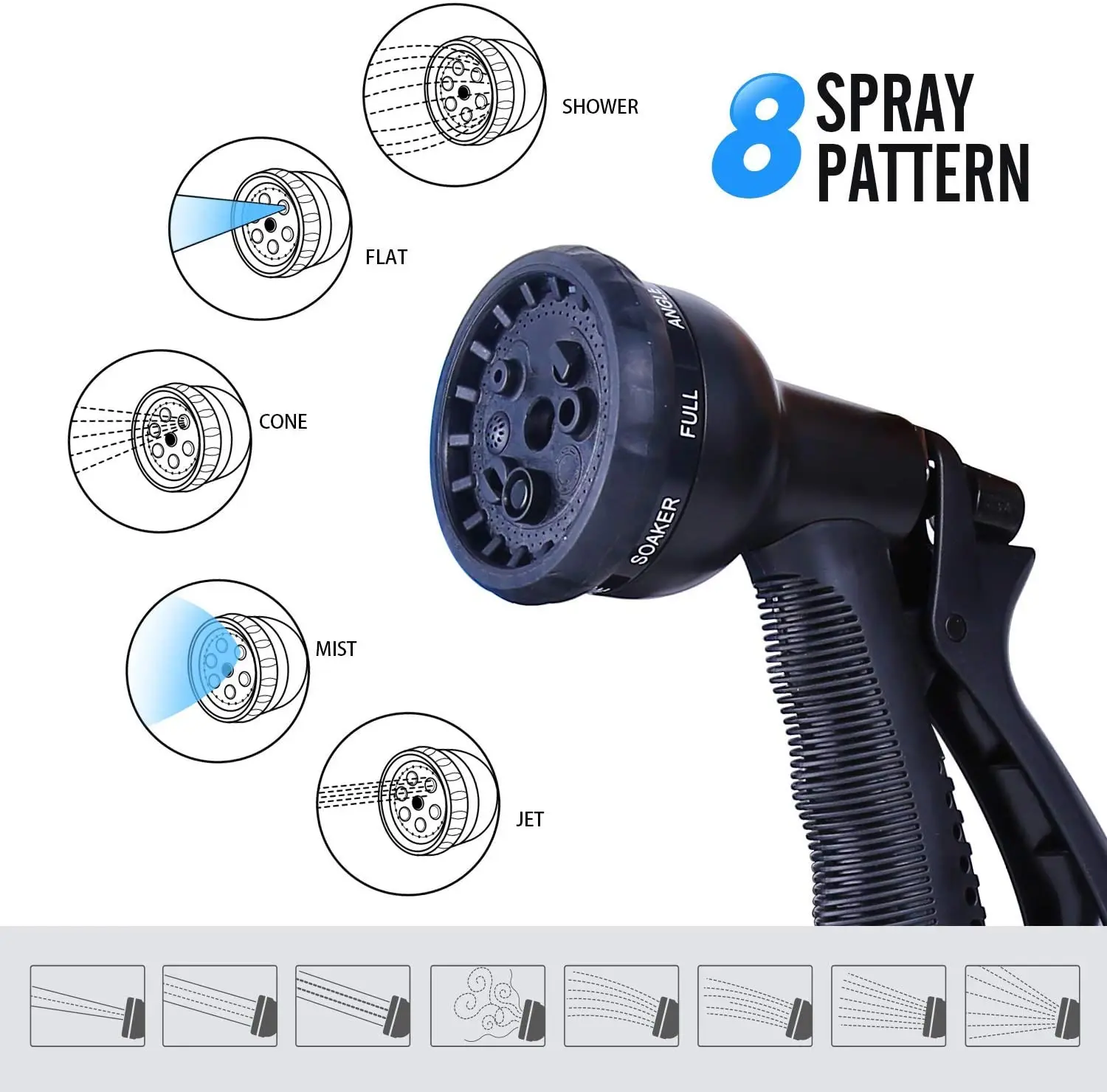 Шланг для полива сада, плоский шланг для полива, 45 м, цвет зеленый/черный