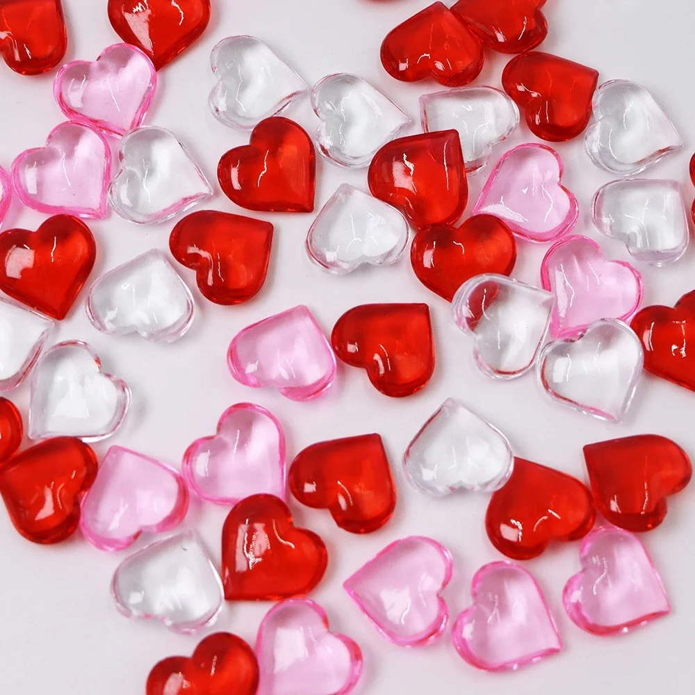 Acrylic Valentine Gift Vase Filler Heart Beads Rose Lips Plastic Gems For Valentine Gift Wedding Table Decoration