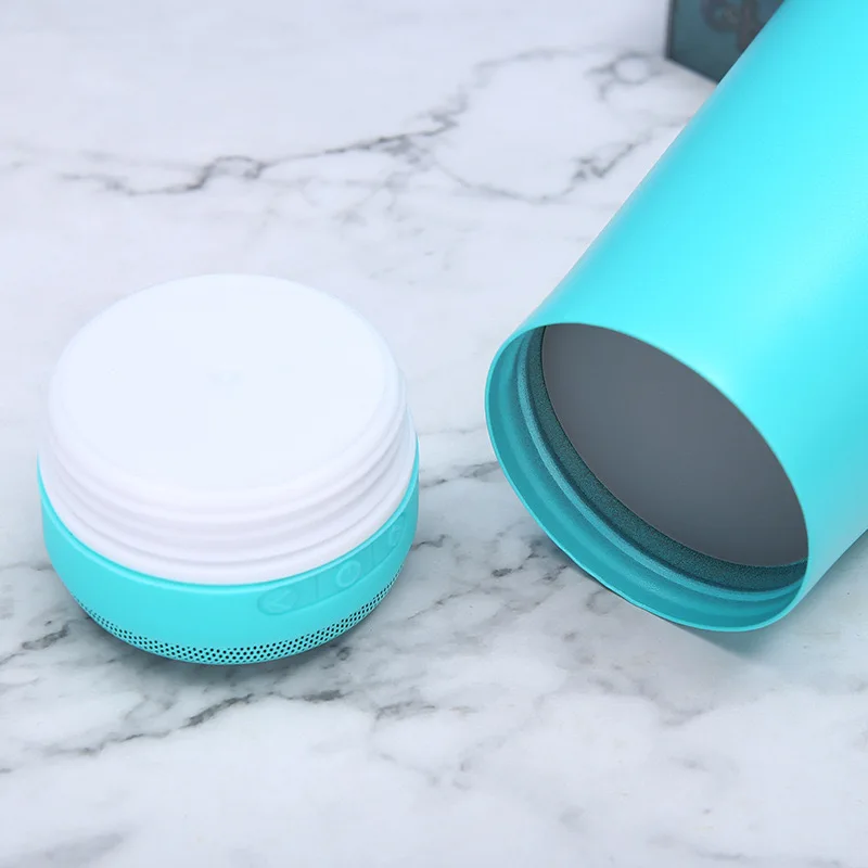 Thermal blue tooth tumbler smart stainless steel water bottle music 16oz beer speaker tumbler cup