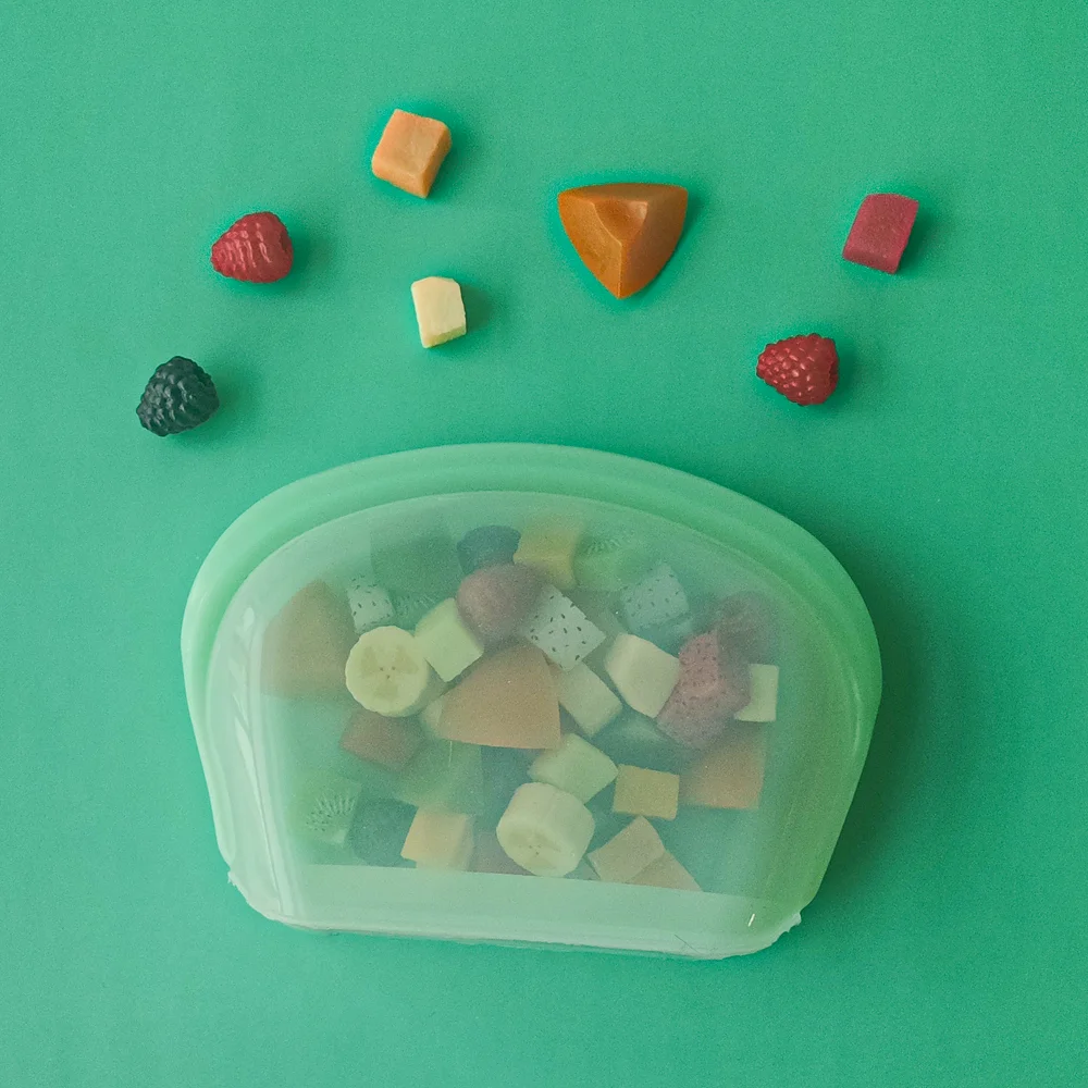 1000ML Foldable Silicone Bag Collapsable Base Stand for Easy Filling Eco-conscious Products Sett for Ice-cream Making Meal Prep