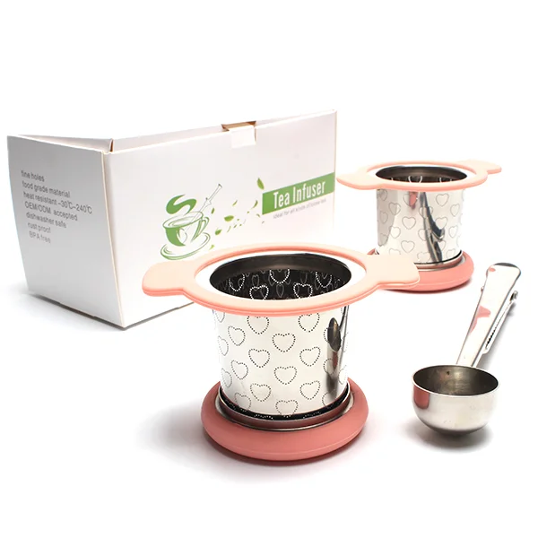 Elegant Stainless Steel Loose Leaf Tea Strainers Set Mesh Reusable Infuser