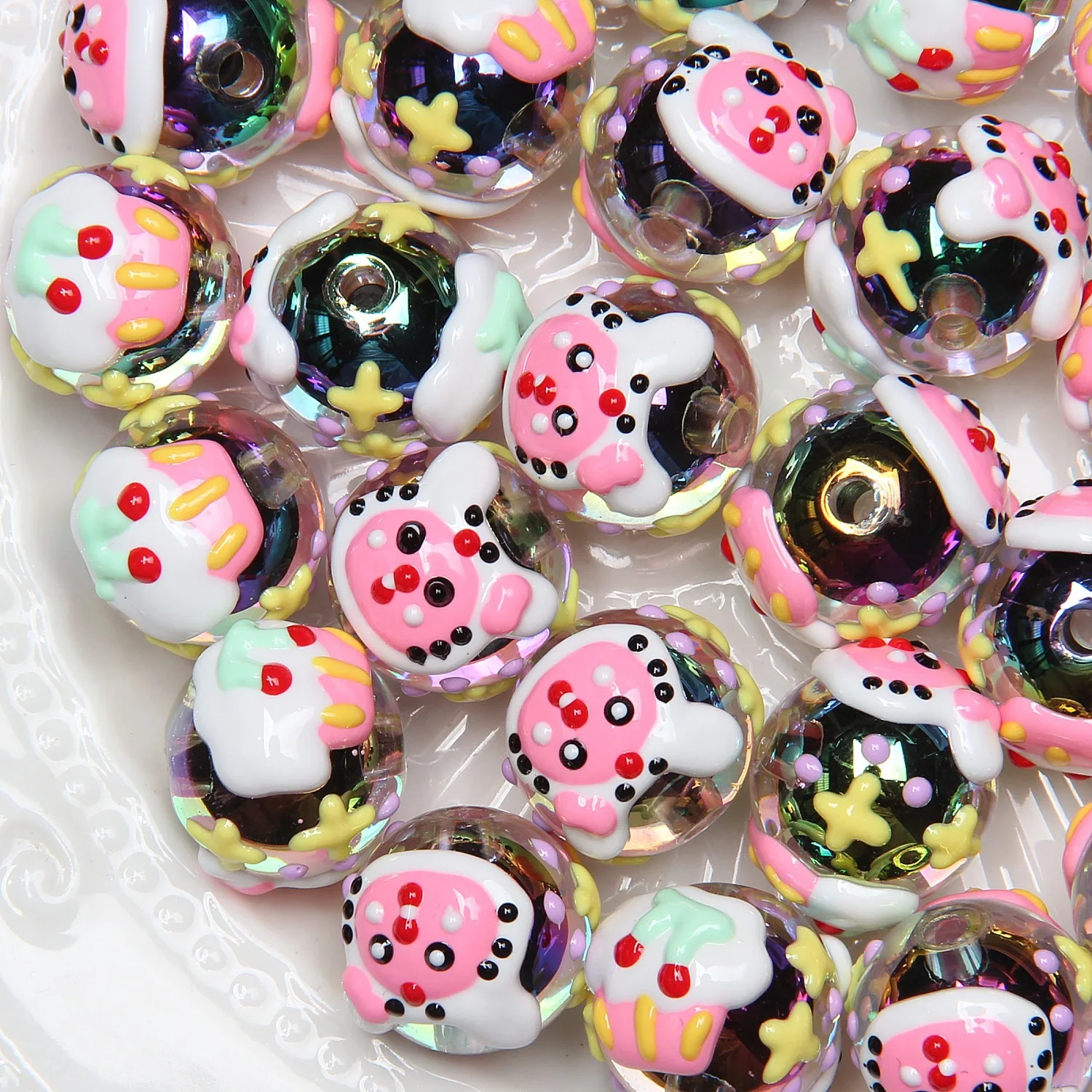 YANYE Transparent Yellow Cartoon Piggy Mobile Phone Chain Material Wholesale DIY Jewelry Accessories Pendant Hand Painting Beads