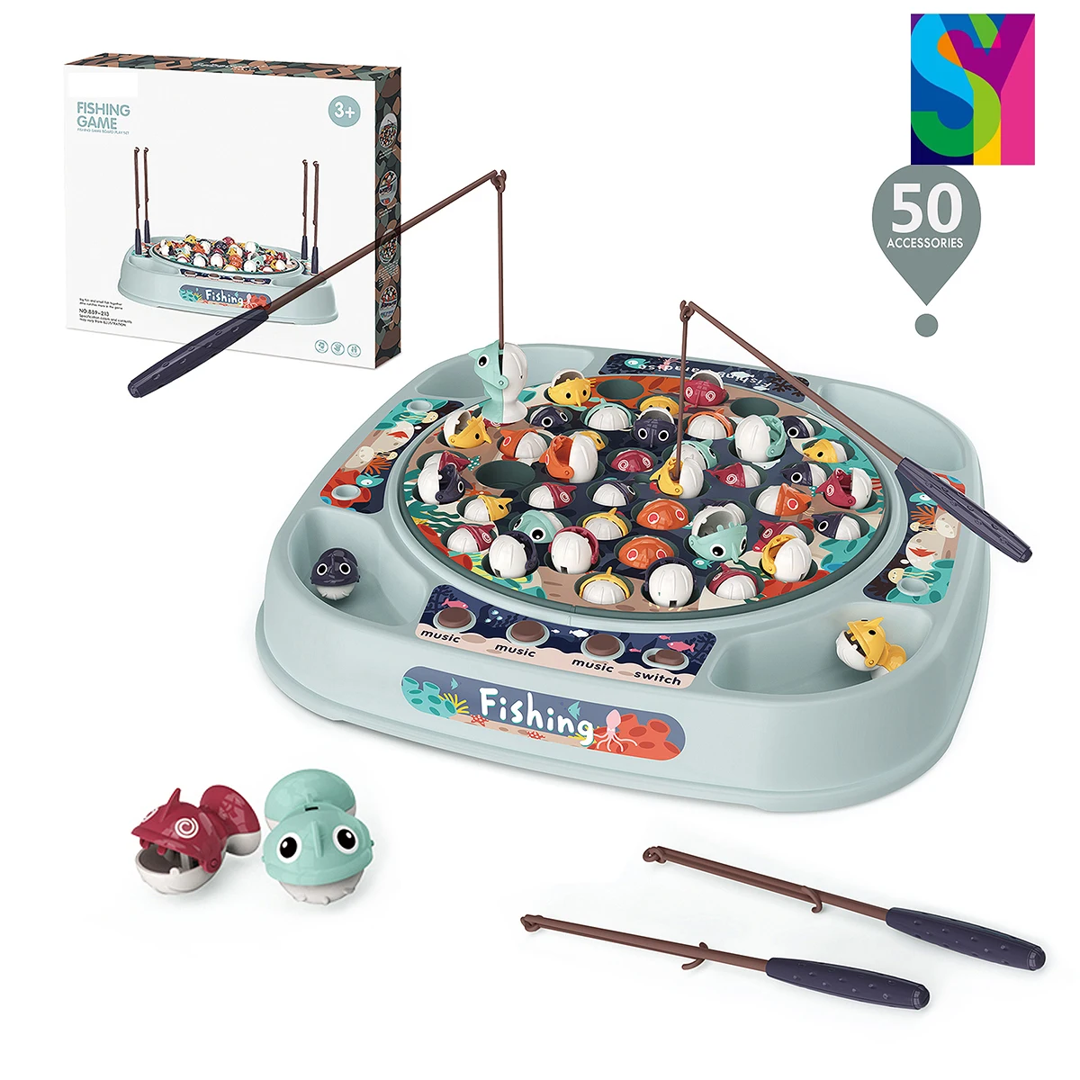 SY Classical Fishing Game Kids Toy Two-player Fishing Battle Game Smart Preschool Toy Fishing Game