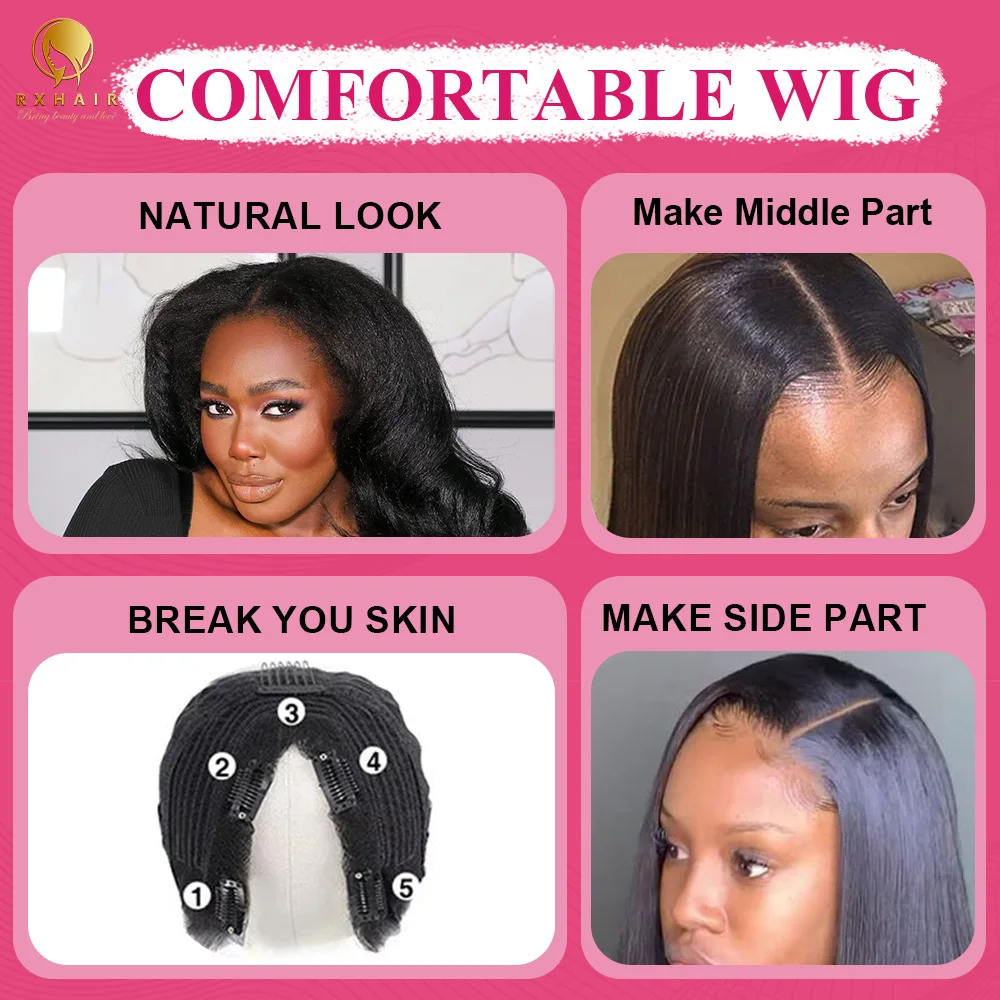 RXHAIR High Quality 34 Inch V Part Wigs Human Hair High Quality V-part Virgin Hair Body Wave Wig