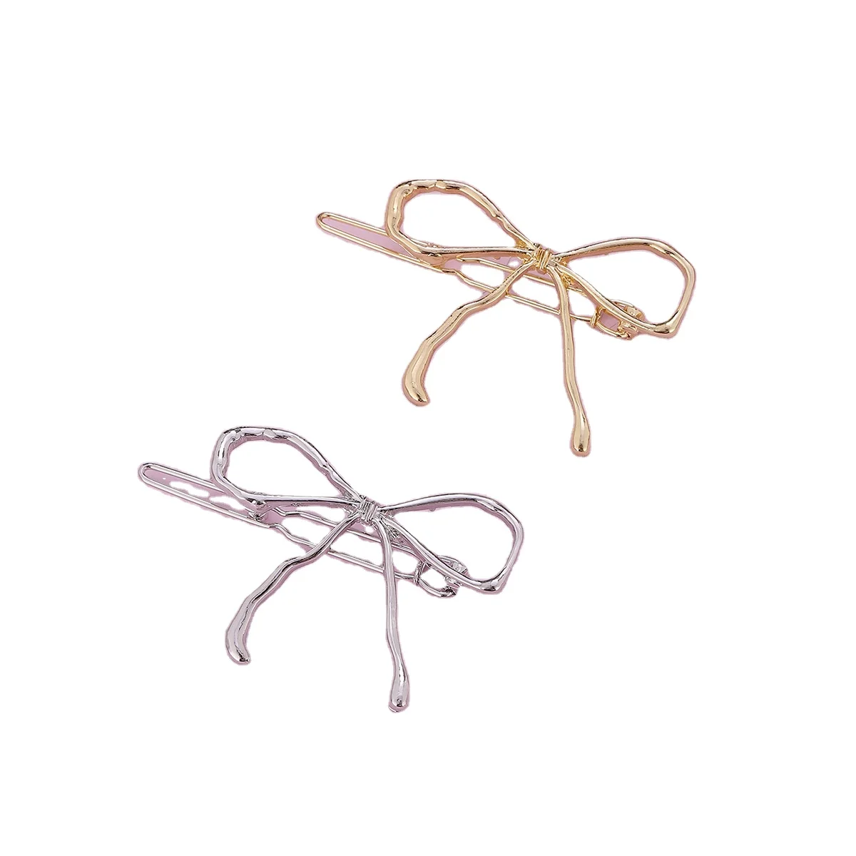 Hot Sale Elegant Bow Hair Clips Temperament Fashion Irregular Metal Hair Clip Hair Accessories Custom