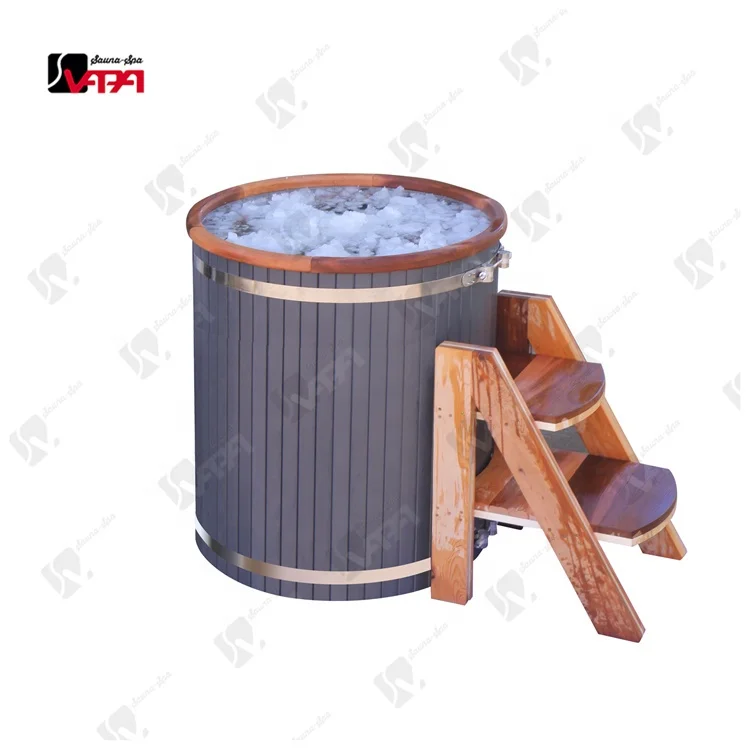Vapasauna Manufacturer Single Cold tubs ice plunge with 304# Stainless Steel Liner and PVC Wood Plastic Ice Plunge Tub