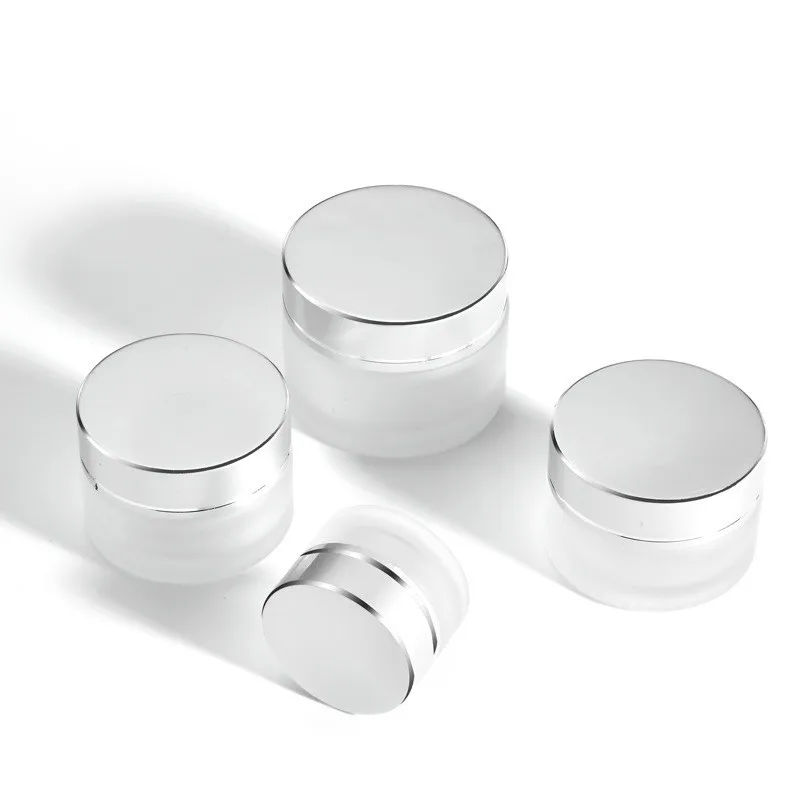 Hot sale New Product 15ml 20ml 30ml 50ml 100ml amber clear green cobalt blue glass cream cosmetic jar with aluminum lid
