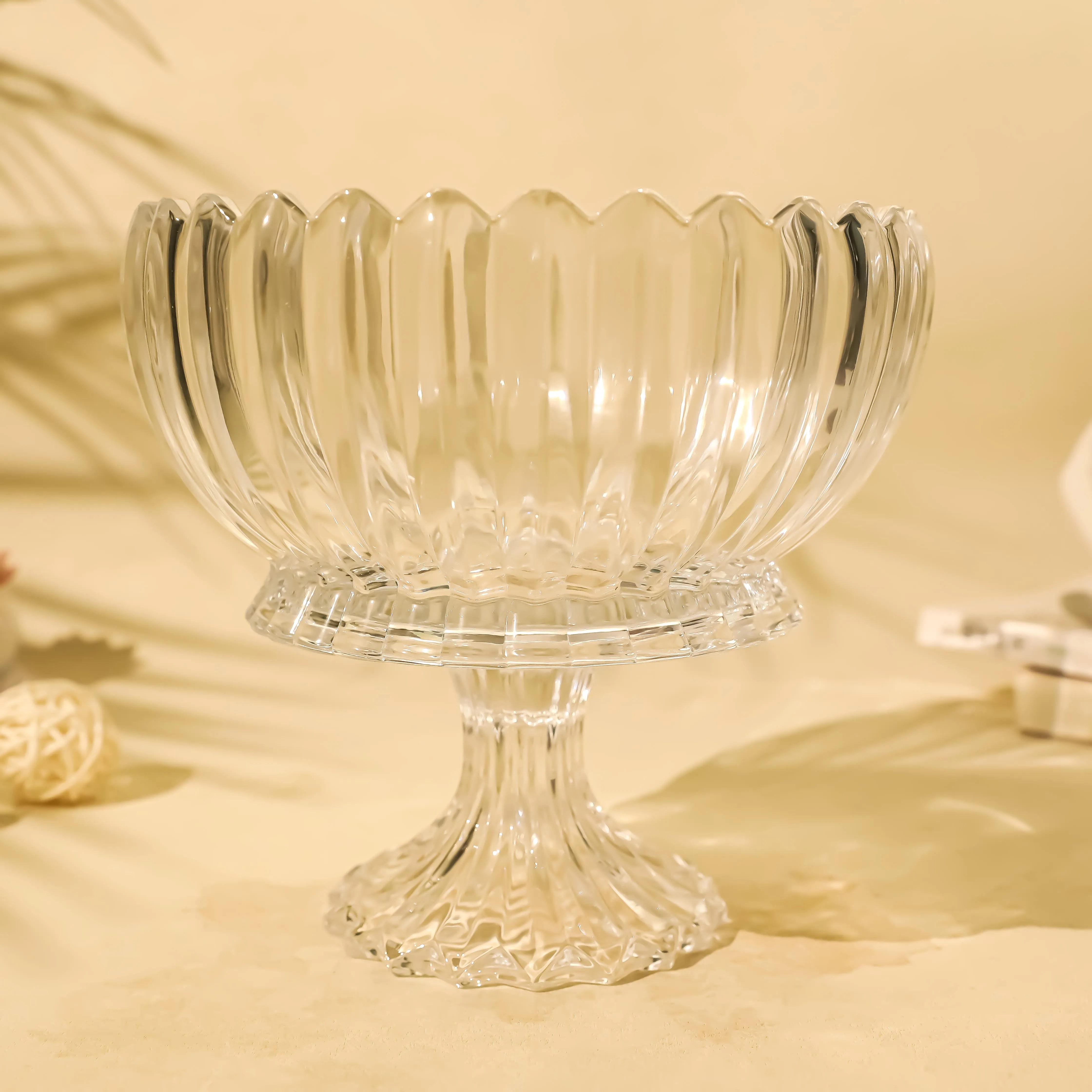 Luxury High Quality Transparent Crystal Glass Fruit Plate for Decoration Tableware Glass Plate Dishes