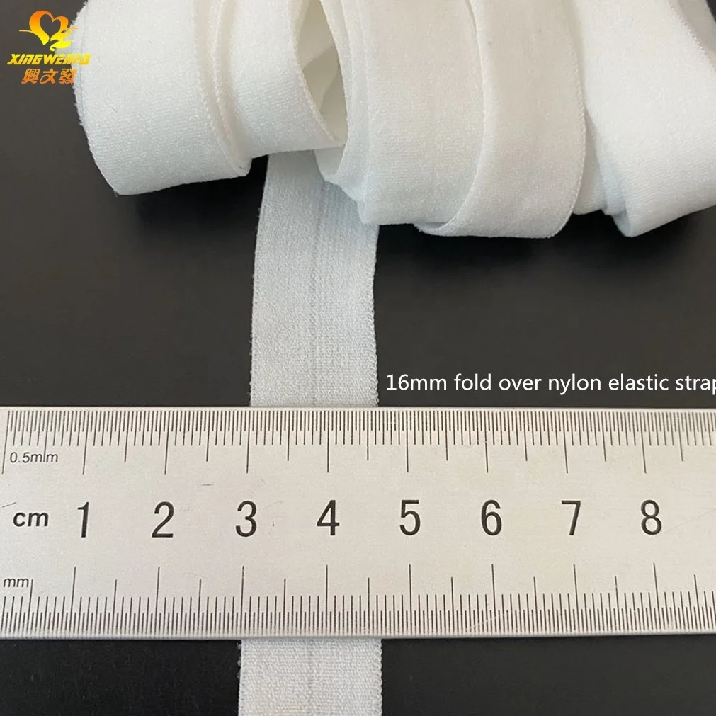 16mm nylon folded over elastic strap white high quality Nylon Bias Binding Tape Fold Over Elastic