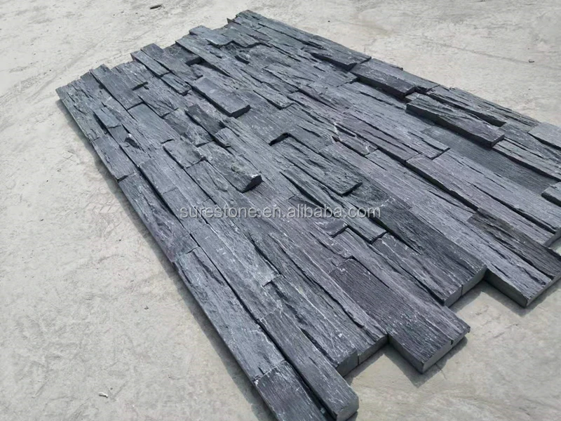 Split rough surface finishing natural black slate wall cladding stone veneer
