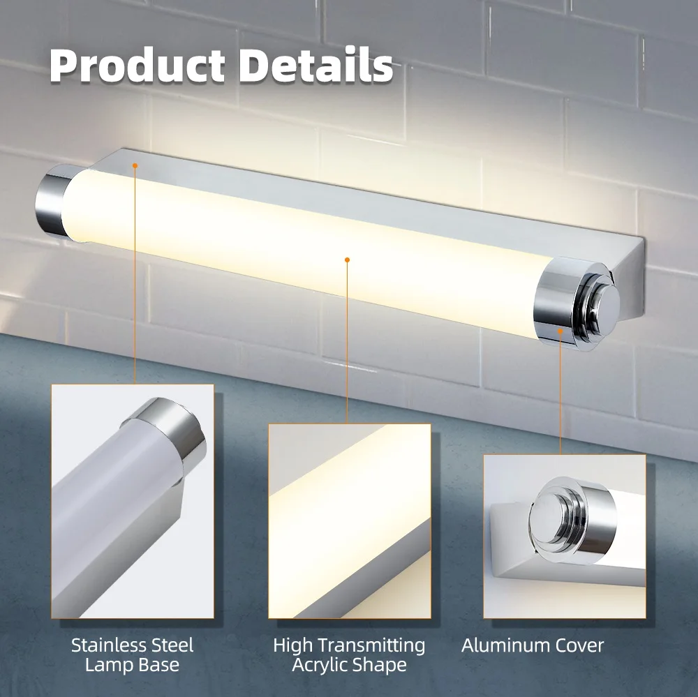 Hotel Project Mirror Led Vanity Light For Bathroom Modern IP 44 Bathroom Vanity Light Bathroom Tube Lights Decorative