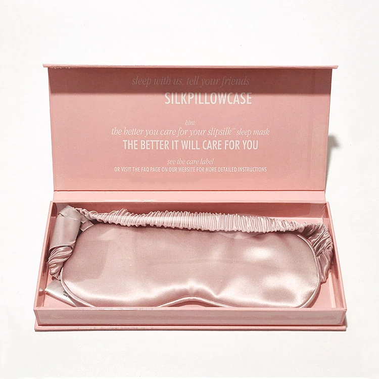 Custom wholesale logo label silk eyemask with box 100% pure mulberry silk sleeping eye mask for women