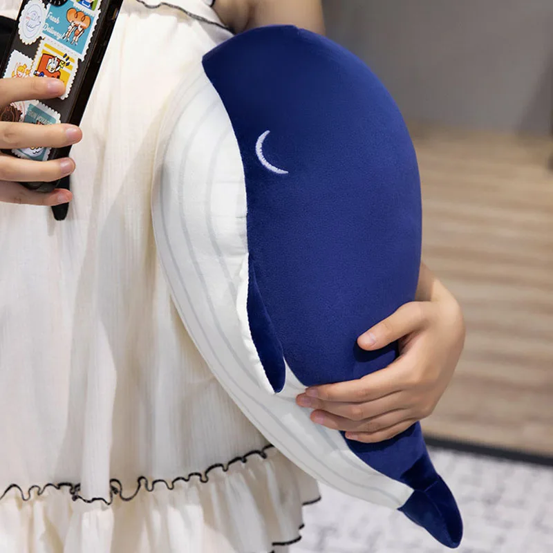 Hot Saling Cartoon Blue Whale Plush Toys Stuffed Lovely Sea Animal Plushies Doll Cute Fish Sleeping Pillow for Kids Gift