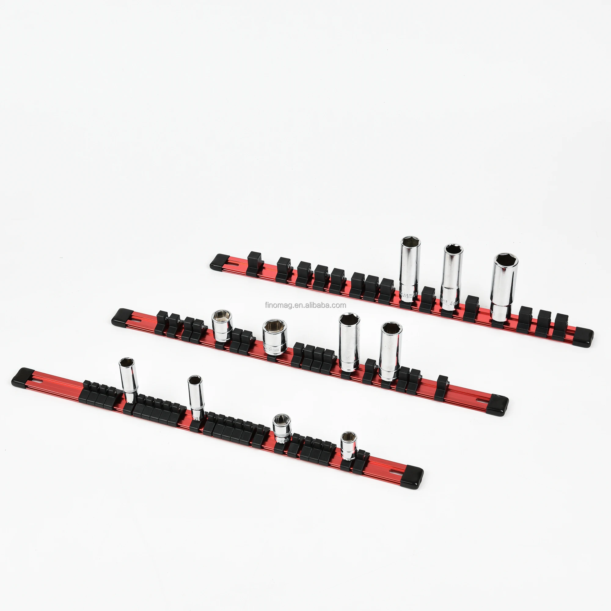 Aluminium Socket Organizer, Premium Quality 3 Pieces Magnetic Socket Holders Kit 1/4-Inch 3/8-Inch 1/2-Inch