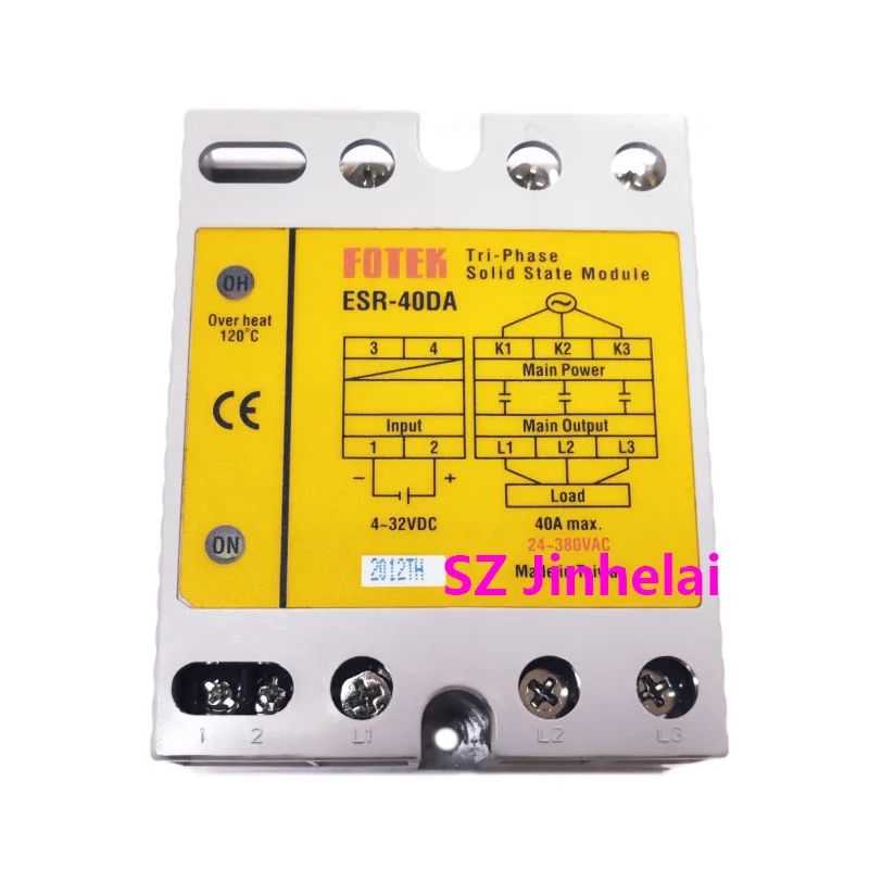 New and Original FOTEK ESR-40DA Three Phase Solid State Relay SSR 40A ac dc