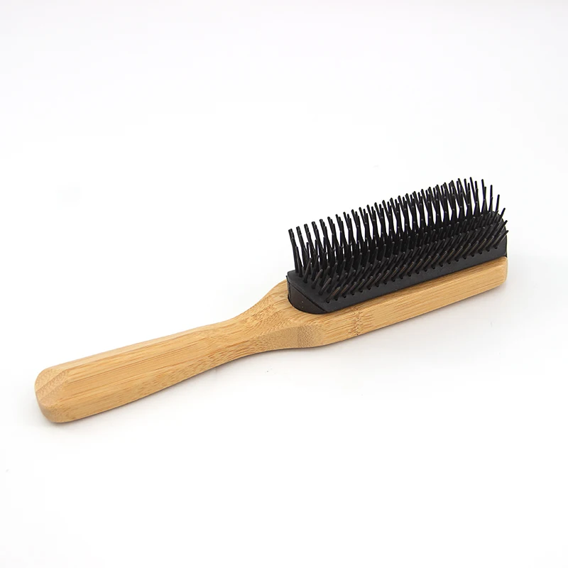 High Quality Hair Brush Private Label Wooden 9 Row Detachable Denman Styling Brush
