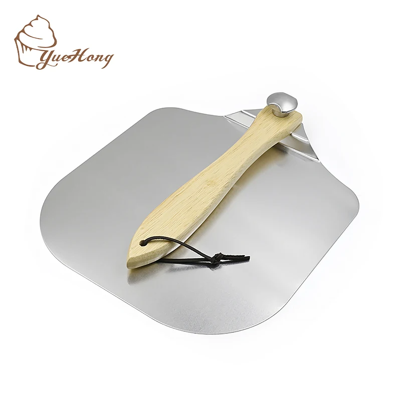 folding pizza peel aluminium metal pizza peel kit tool multifunctional cake Wooden pizza paddle peel shovel