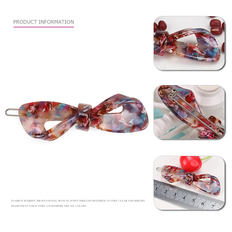 Korean Style Girls Hairpins Small Acetate Bowknot Hair Pin Smooth Acetate Bow Kid Hair Accessories