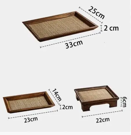 Wooden rectangular tea tray Household tea cup tea tray Hotel service tray