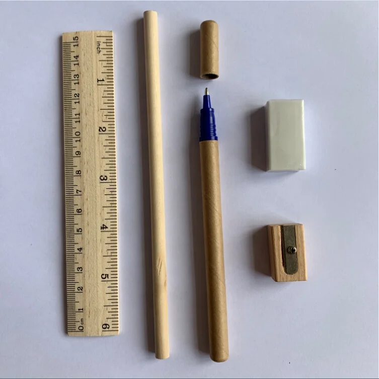 Hot Sale Factory supply ,portable  stationery school supplies set for kids promotional with pen &pencil& eraser &sharpener