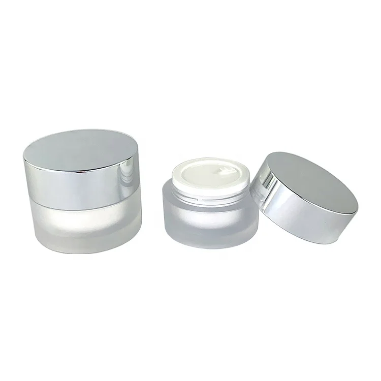 
pla silver cap cosmetic aluminum jar frosted custom luxury cosmetic jar pot plastic 60ml 50ml 30ml 20 ml 15 ml acrylic jar 