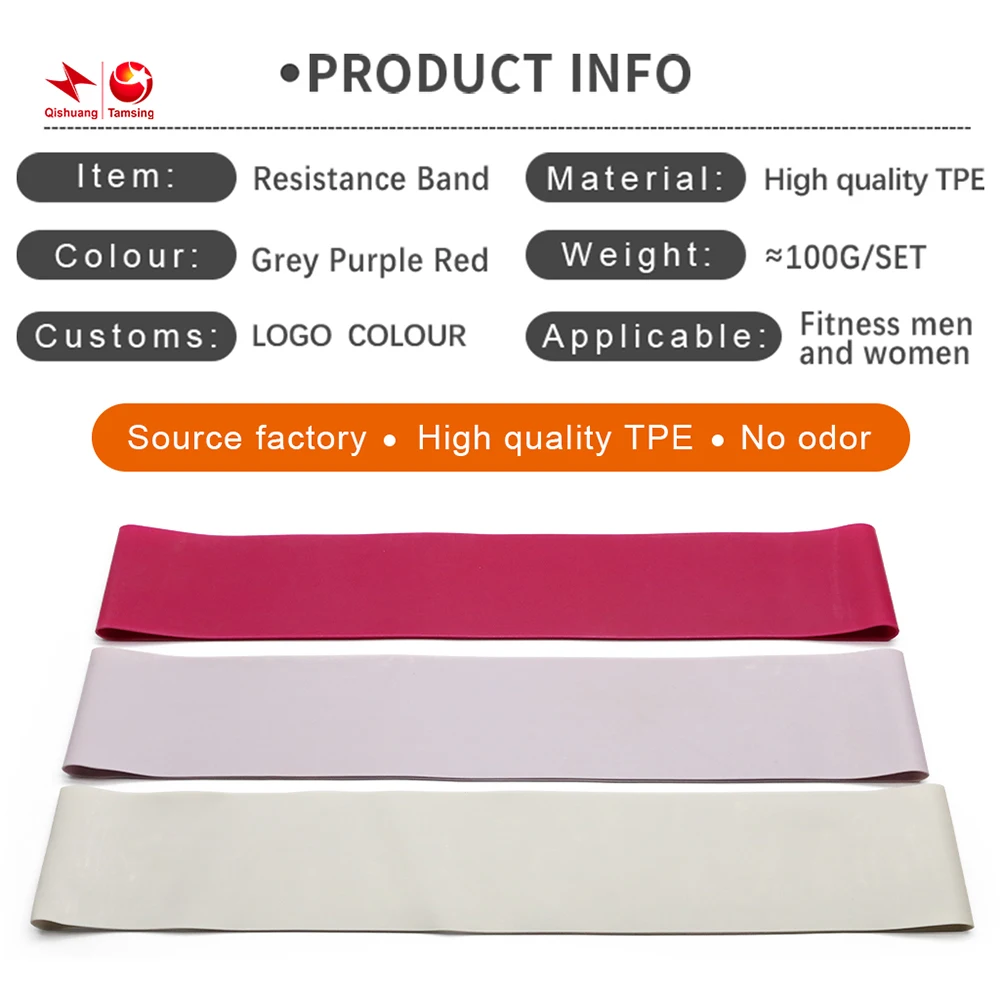 Custom Logo Elastic Loop Bands for Fitness Gym Workout Exercise TPE Resistance Bands High Quality TPE Band Set Loop