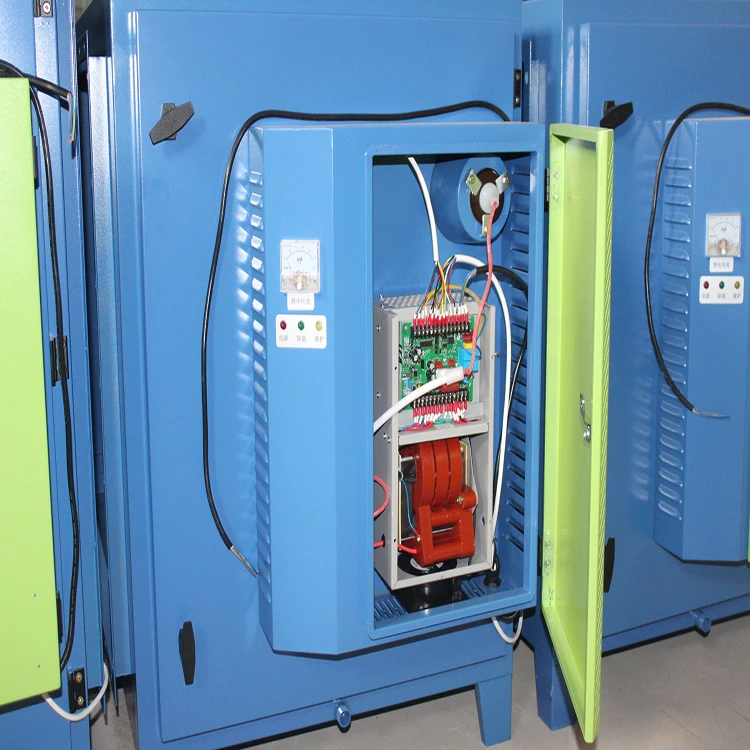 commercial kitchen electrostatic air cleaner ESP dust active carbon filter UV ozone purifier