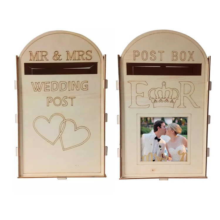 Wholesale Wedding Sign In Gift Card Box Wedding Decor Postbox Ornament DIY Wooden Crafts Mailbox Post Box Wedding Supplies