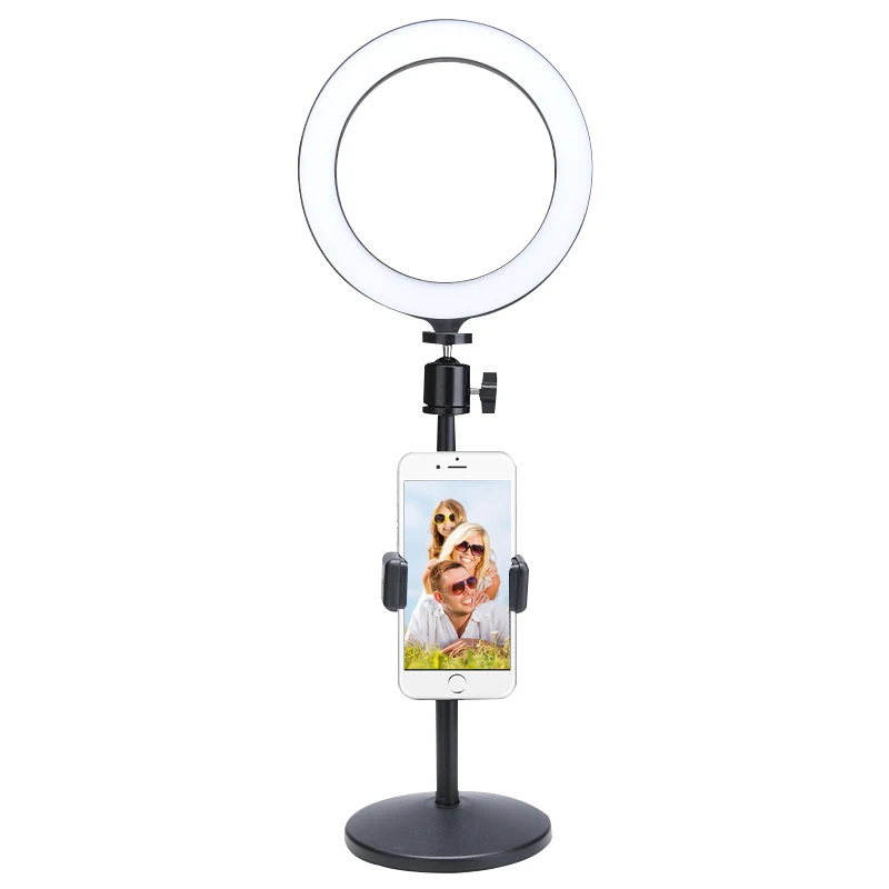 8 inch photography USB beauty Led  ring light with table stand & smartphone holder &ball head for selfie make up