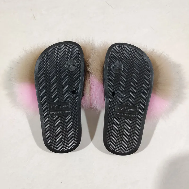 Kid Real Sandal Child Fox Fur Slipper