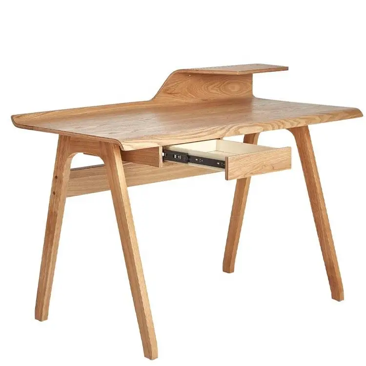 QUAWE Modern Simple Student Table Solid Wood Home Computer Desk Wooden Writing Desk Study Desk with Drawer