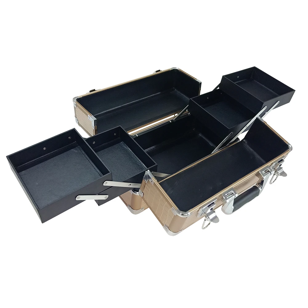 Portable Luxury Aluminum Makeup Case with Alligator