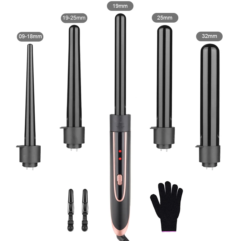 Interchangeable Styler 5 In 1 Hair Iron Curls Hair Curling Iron Professional Hair Curler Set