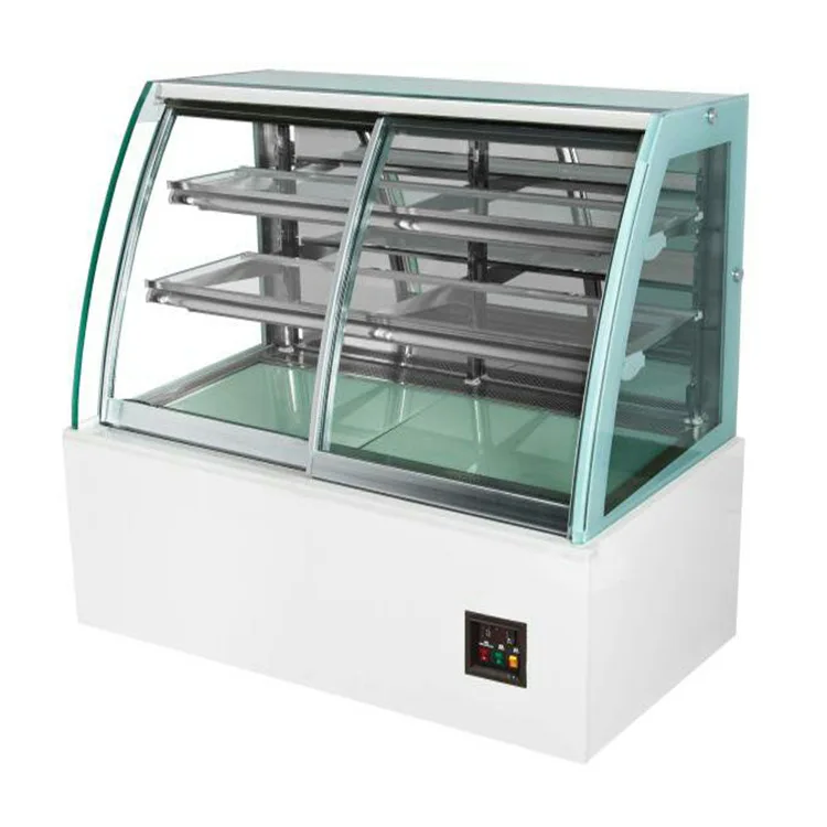 European front&back-open type glass door cake display fridge refrigerator showcase for cakes